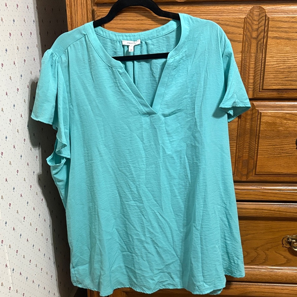 Maurices Teal V-Neck Blouse